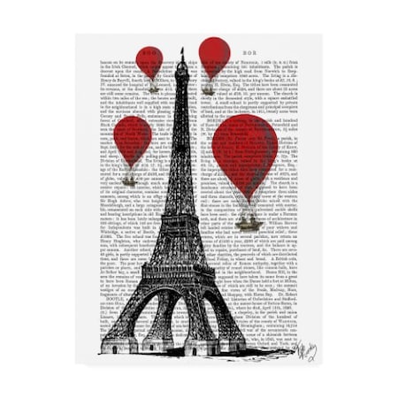 Fab Funky 'Eiffel Tower And Red Hot Air Balloons Ill' Canvas Art,14x19